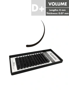 D+ curl volume eyelash extensions | Kalentin sustainable lash brand 2