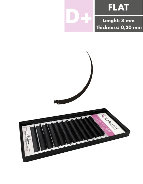 Flat D+ curl eyelash extensions | Kalentin sustainable lash brand