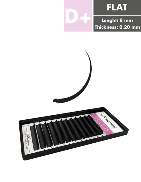 Flat D+ curl eyelash extensions | Kalentin sustainable lash brand