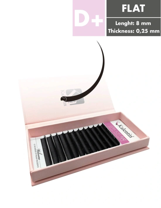 Flat D+ Eyelash Extensions in Paper Packaging | Kalentin Sustainable Lash Brand