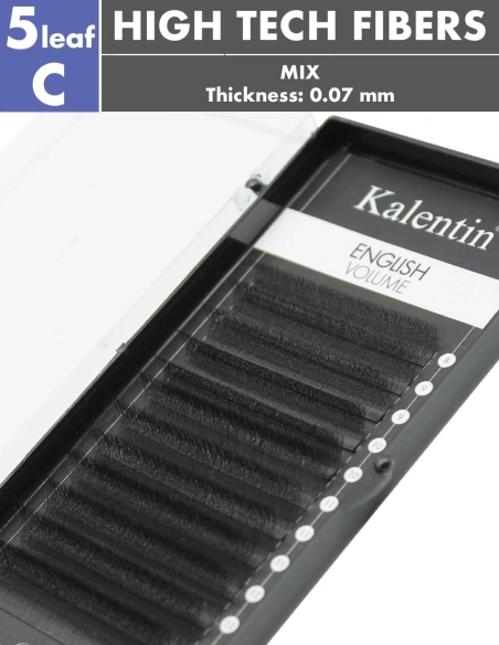 W Lashes High-Tech Fibers English 5leaf C Ø0,07 - MIX