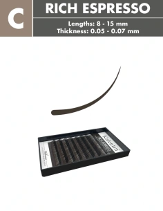 C Mix Rich Espresso Eyelash Extensions | Kalentin Sustainable Lash Brand