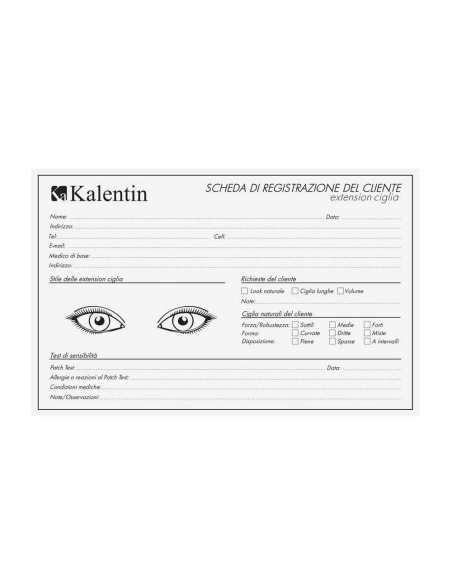 Eyelash extension client record card - 10 pcs | Kalentin sustainable lash brand