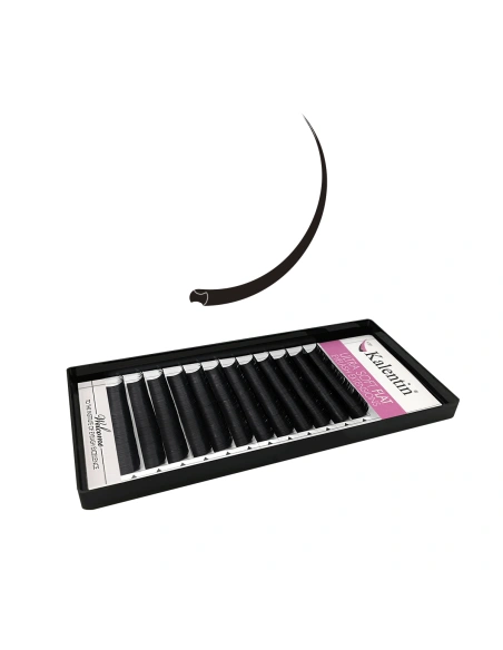 Flat D+ curl eyelash extensions | Kalentin sustainable lash brand