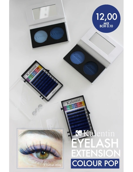 D Mix Blue Colour Pop Volume Eyelash Extensions | Kalentin Sustainable Lash Brand