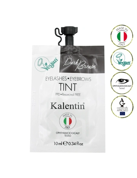 Henna Effect Hybrid Semi-Activated Eyebrow & Eyelash Vegan Tint - Dark Brown 10ml | Kalentin Sustainable Lash Brand