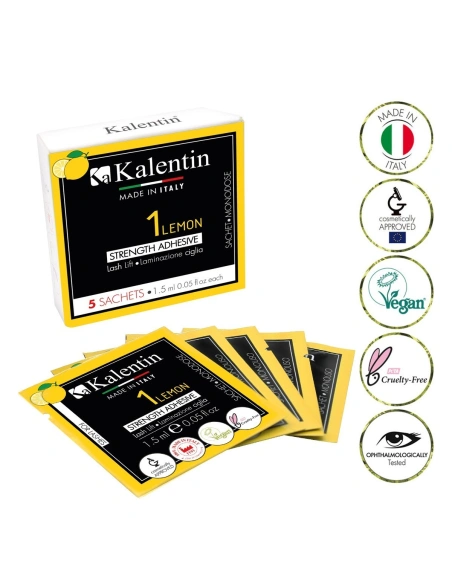 Vegan Lash Lift - Lemon Strength Adhesive single sachets 1.5ml - Pack of 5 | Kalentin Sustainable Lash Brand