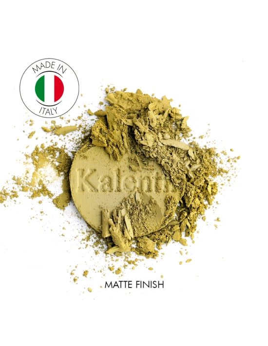 Matte khaki yellow mineral eye shadow - No 64 Crete | Kalentin sustainable cosmetic brand