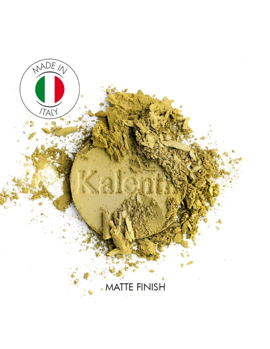 Matte khaki yellow mineral eye shadow - No 64 Crete | Kalentin sustainable cosmetic brand