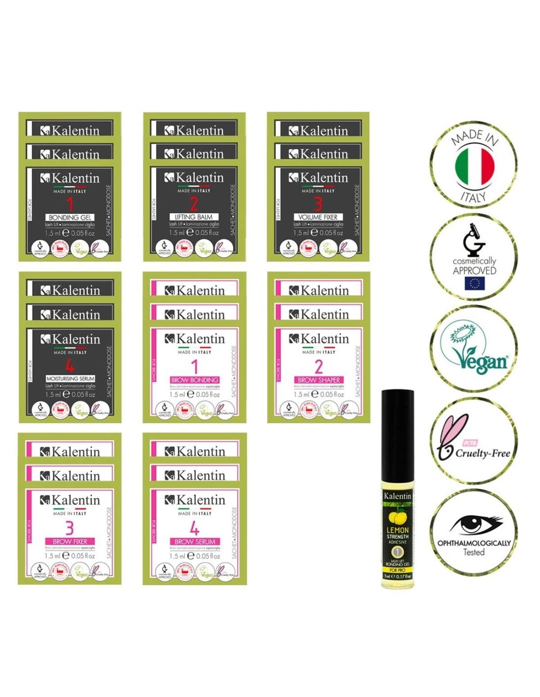 Lash lift and brow lamination sachets set